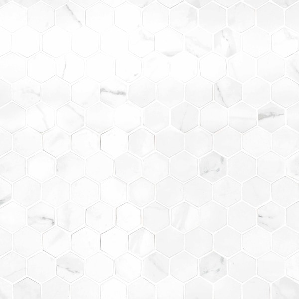 Msi Carrara Hexagon 12 In. X 12 In. X 10 Mm Glazed Porcelain Mesh-Mounted Mosaic Tile, 8PK ZOR-PT-0120 - main